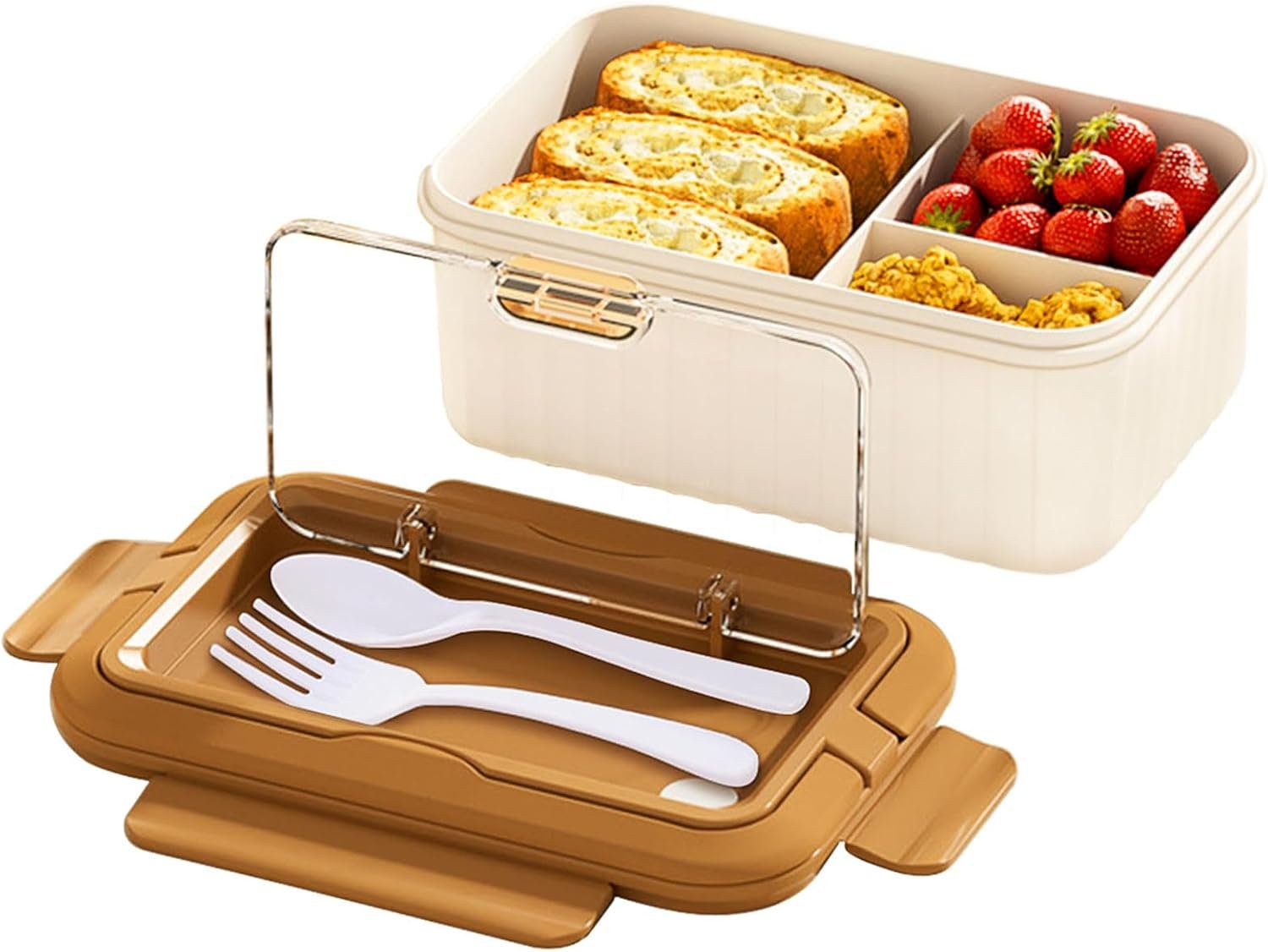 Bento Boxes for Adults – Bento Lunch Box For Women & men With Spoon & Fork – Durable Perfect Size for On-the-Go Meal, BPA-Free and Food-Safe Materials (Khaki, 1100ML)