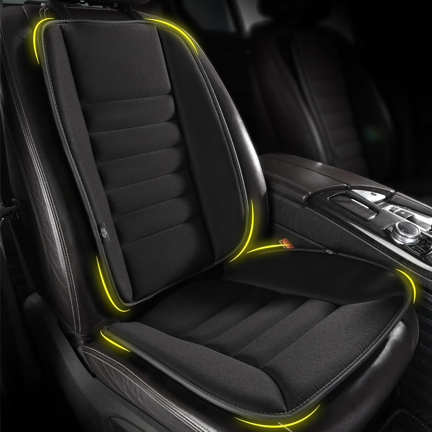 kingphenix Car Seat Cushion with Back Support Pillow: Enhanced Comfort Memory Foam Design for Pain Relief, Ideal for Drivers and Office Use – Ergonomic Lumbar Comfort for Long Sitting – Black