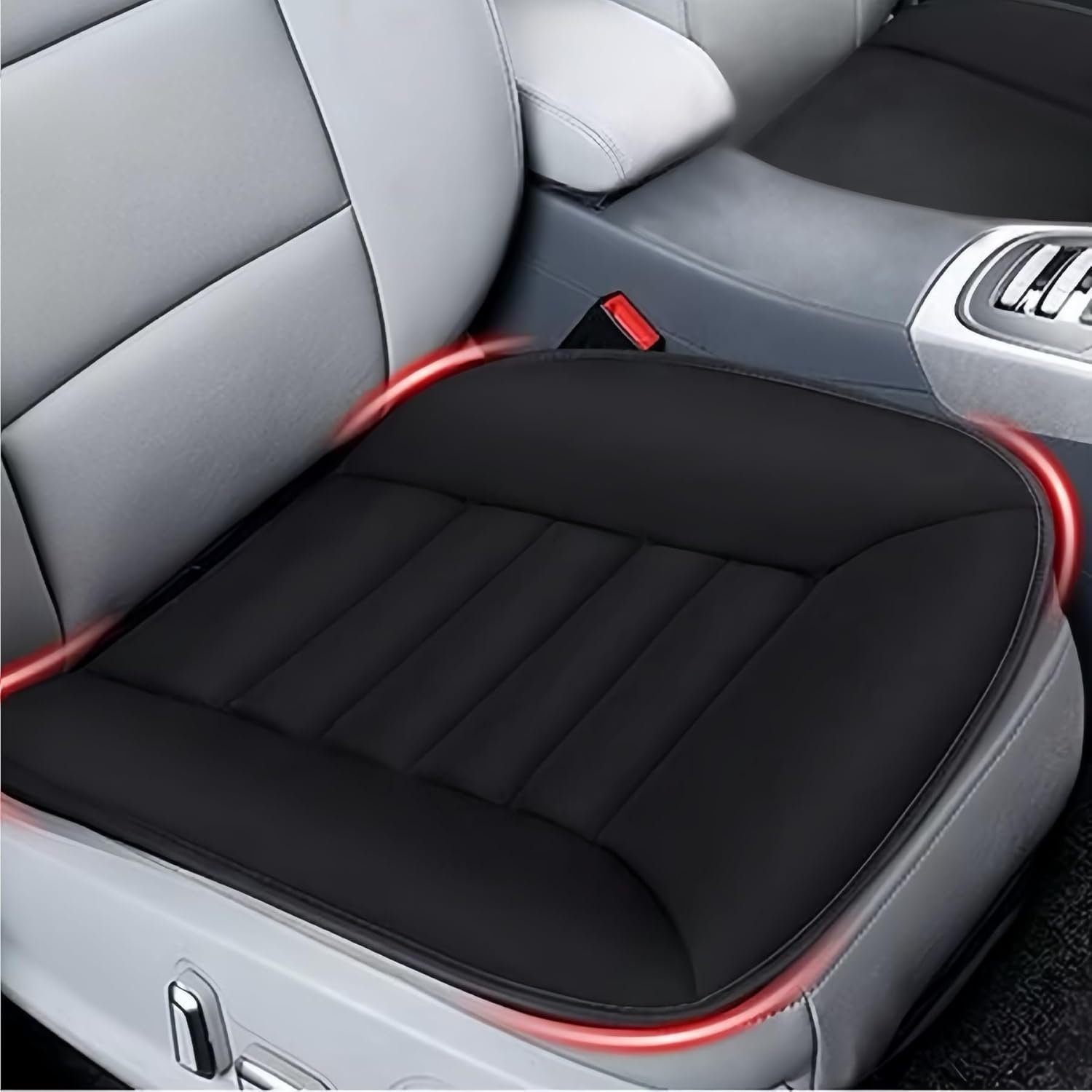 MYFAMIREA Car Seat Cushion Pad 1.2″ Thick Comfort Seat Protector for Car Driver Seat Office Chair Home Use Memory Foam Seat Cushion with Non Slip Bottom, 20” x 18.5”, Black
