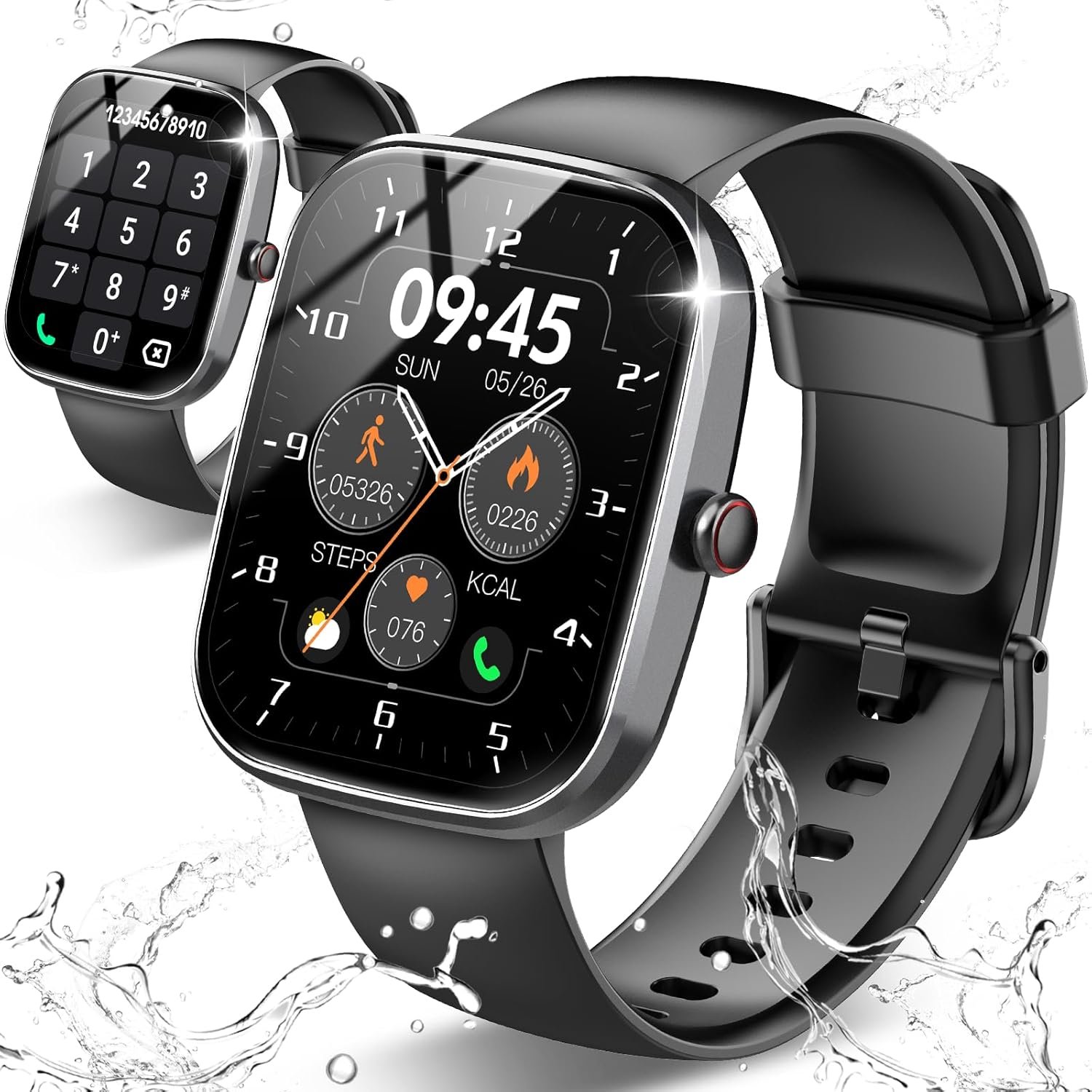 Csasan Smart Watch for Men Women(Answer/Make Call), 1.91″ HD Screen Smartwatch Heart Rate/Sleep/Steps Monitor, 100+ Sports Fitness Watch, IP68 Waterproof Activity Trackers for Android iOS Black