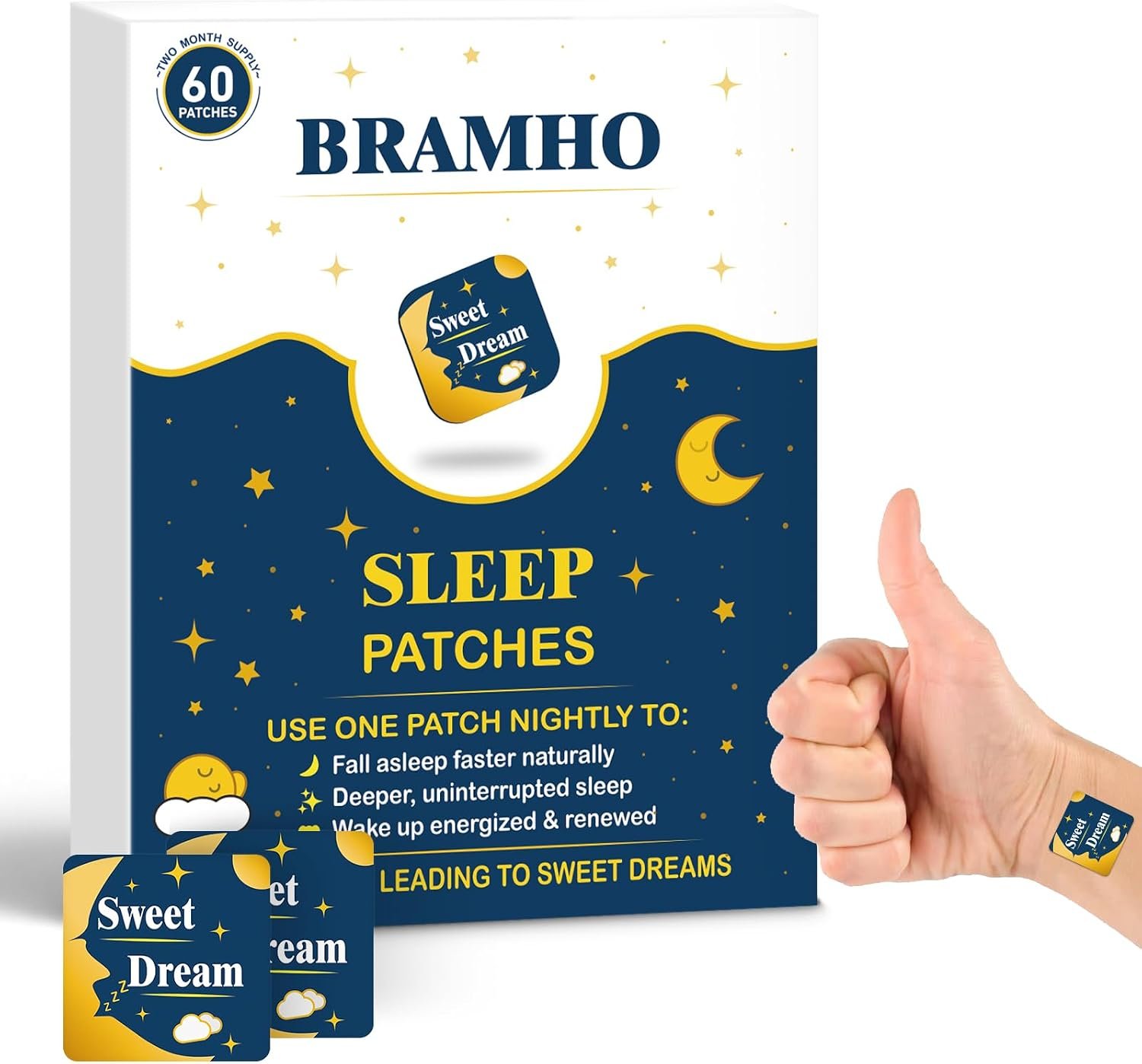 Sleep Patches for Adults with Melatonin, Magnesium and Sour Cherry Extract – Plant-Based Sleep Aid – Easy to use Suitable for Both Men and Women-1 Box 60 Count-SP-02