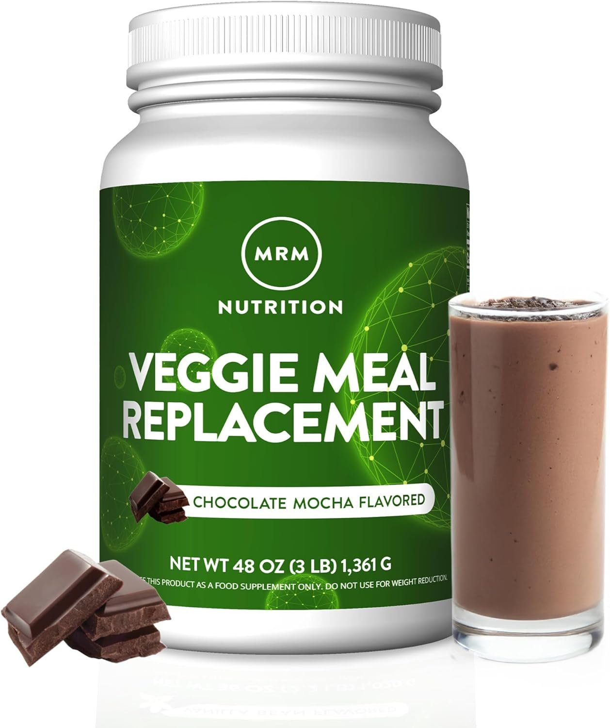 MRM Nutrition Veggie Meal Replacement Protein – Chocolate Mocha Flavored, 22g Vegan Protein for Women & Men, Macronutrient Formula with Enzymes & Amino Acids – 28 servings