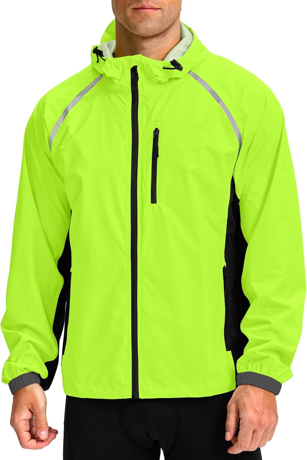 Bikewa Men’s Cycling Rain Jackets Waterproof Running Bike Windbreaker Lightweight Packable Hooded Jacket