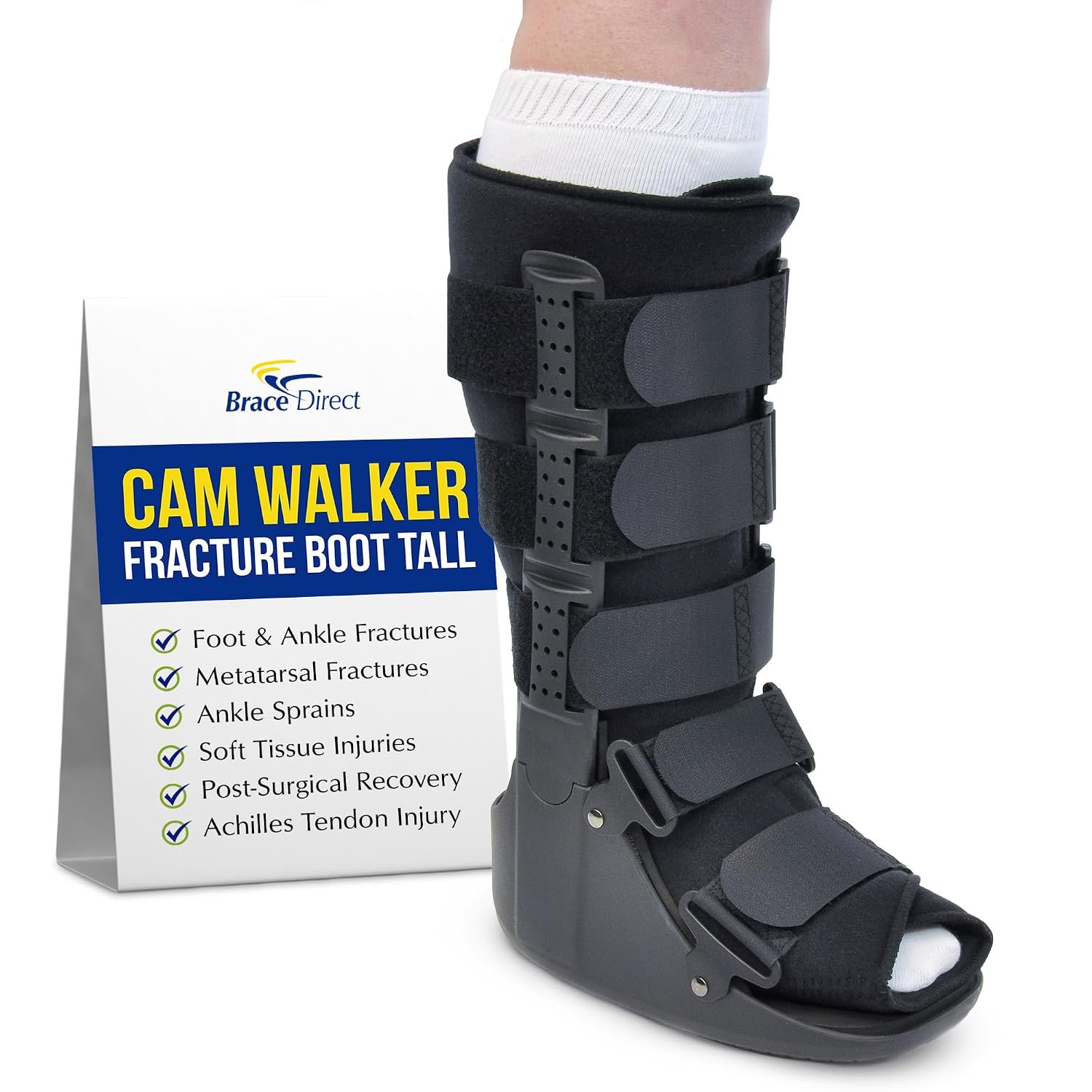 Brace Direct CAM Walker Boot – Tall Orthopedic Walking Boot for Fracture, Sprained Ankle, and Injury Recovery (Large – US Shoe Size Men 11-12.5 / Women 12-13.5)