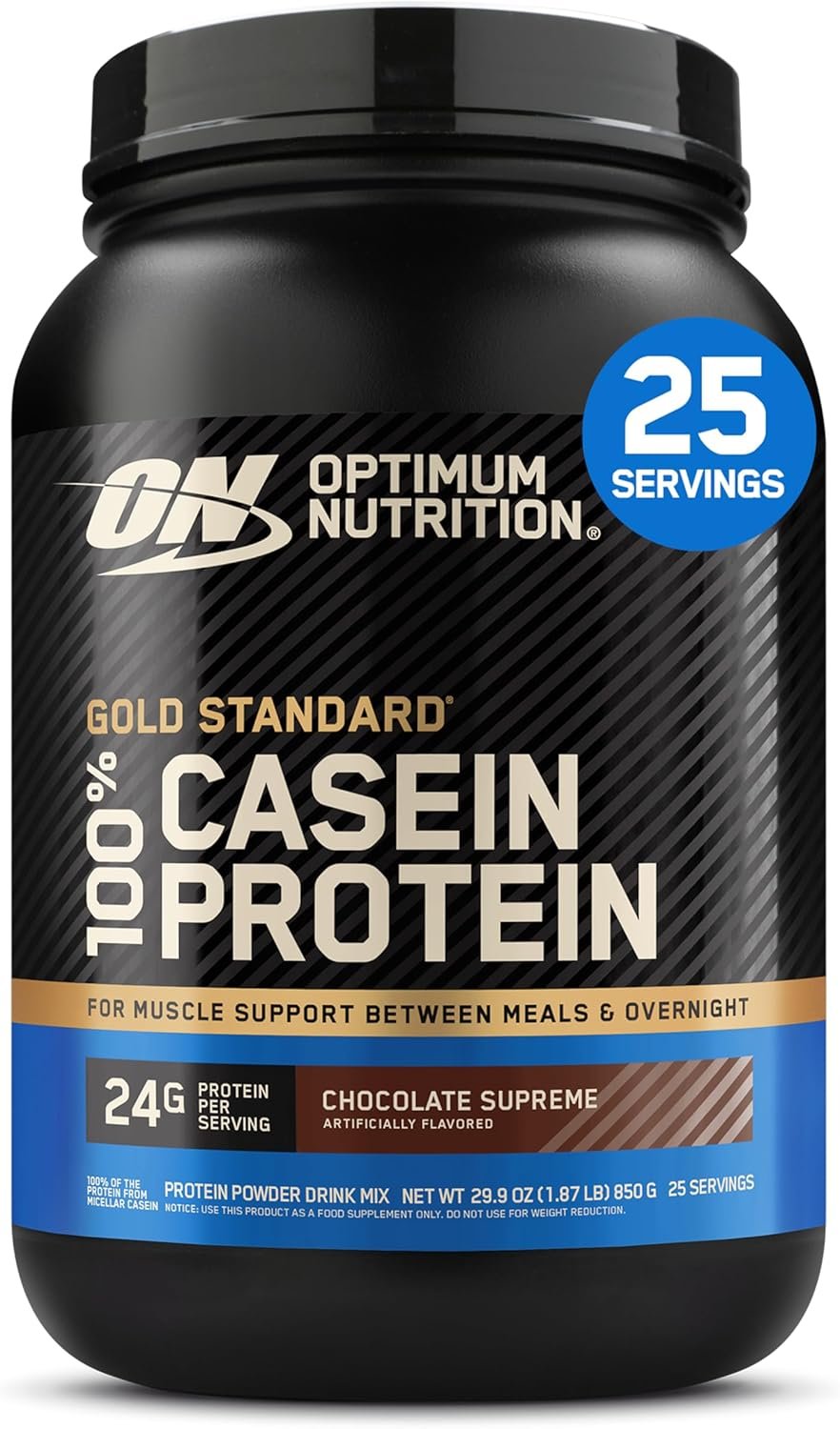 Optimum Nutrition Gold Standard 100% Micellar Casein Protein Powder, Slow Digesting, Helps Keep You Full, Overnight Muscle Recovery, Chocolate Supreme, 2 Pound (Packaging May Vary)