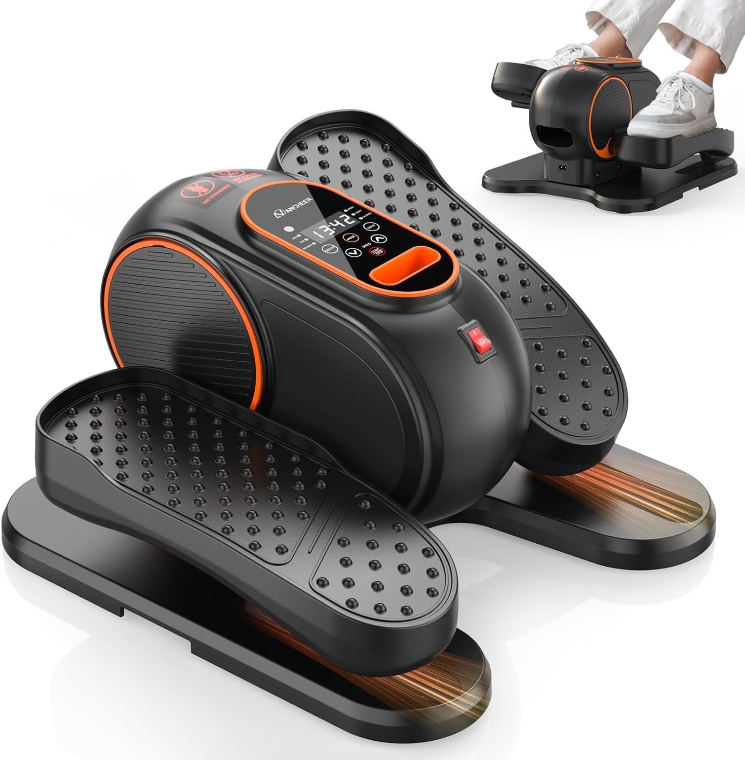 ANCHEER Under Desk Elliptical Machine – Electric Elliptical Leg Exerciser for Seniors with 12 Speeds & Remote Control, Portable Quiet Pedal Exerciser Machine for Home Office