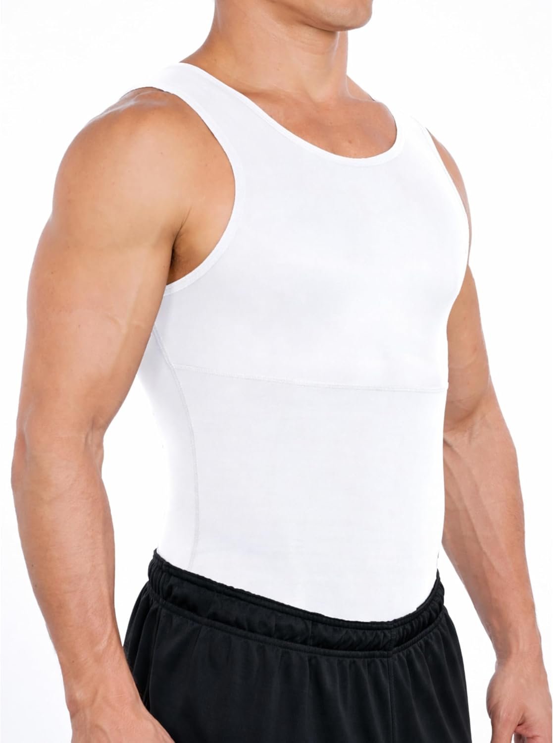 Esteem Apparel Max Mens Compression Shirt for Chest and Body Shaper Belly Slimming Shapewear Undershirt Tank Top for Men