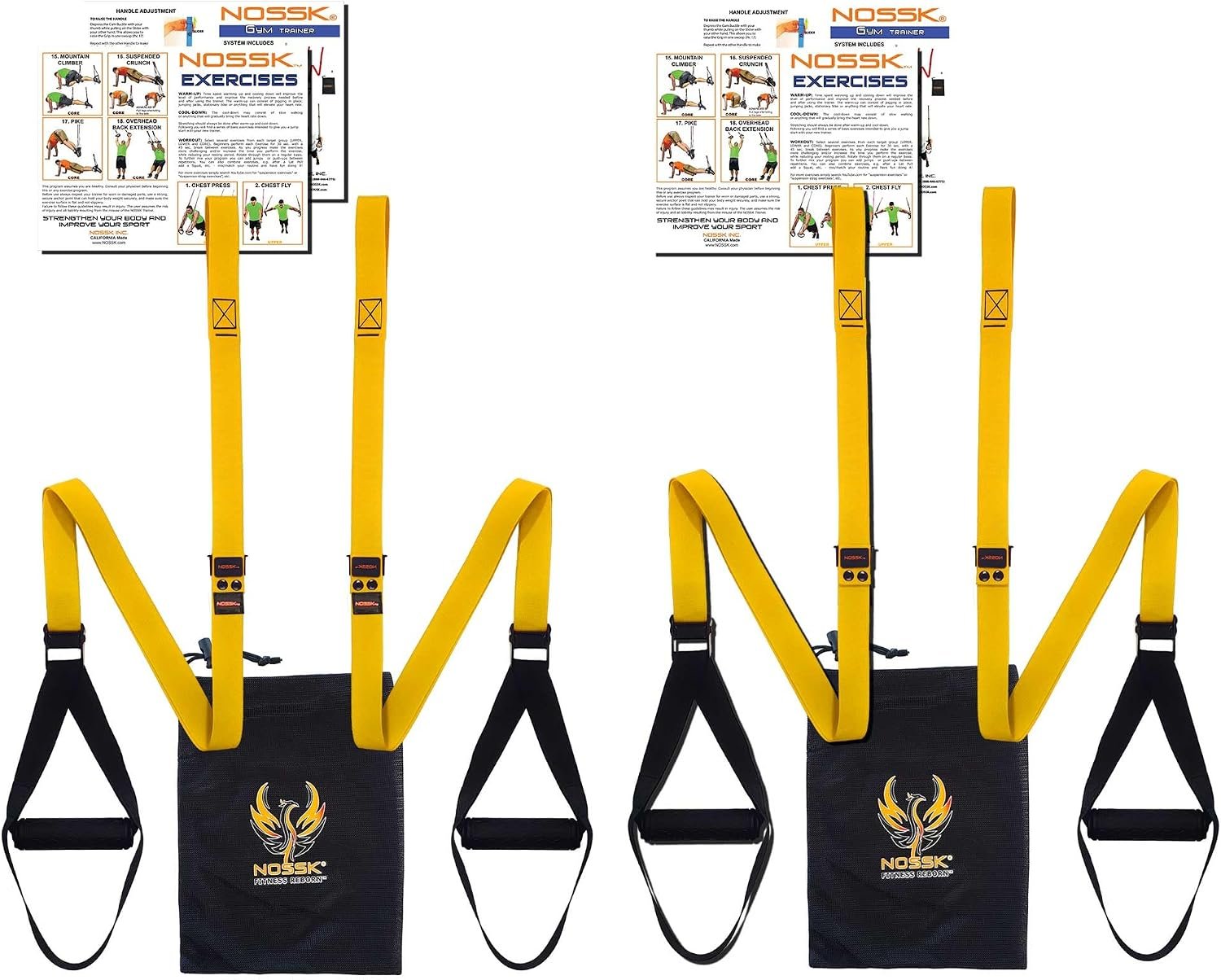 2 Pack! 2 sets of NOSSK GYM Pro Suspension Fitness Trainers – Manufactured in California using US and Global Components!