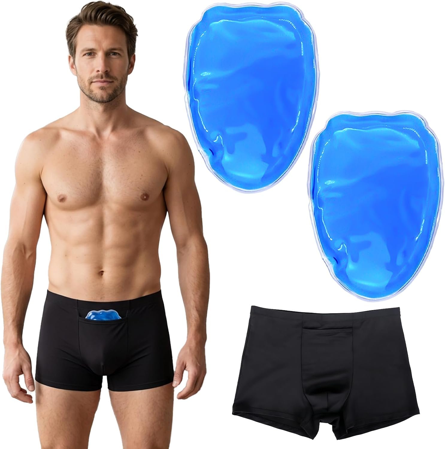 Vasectomy Underwear for Men – Post Surgery Recovery Briefs with 2 Reusable Ice Packs – Scrotal Support
