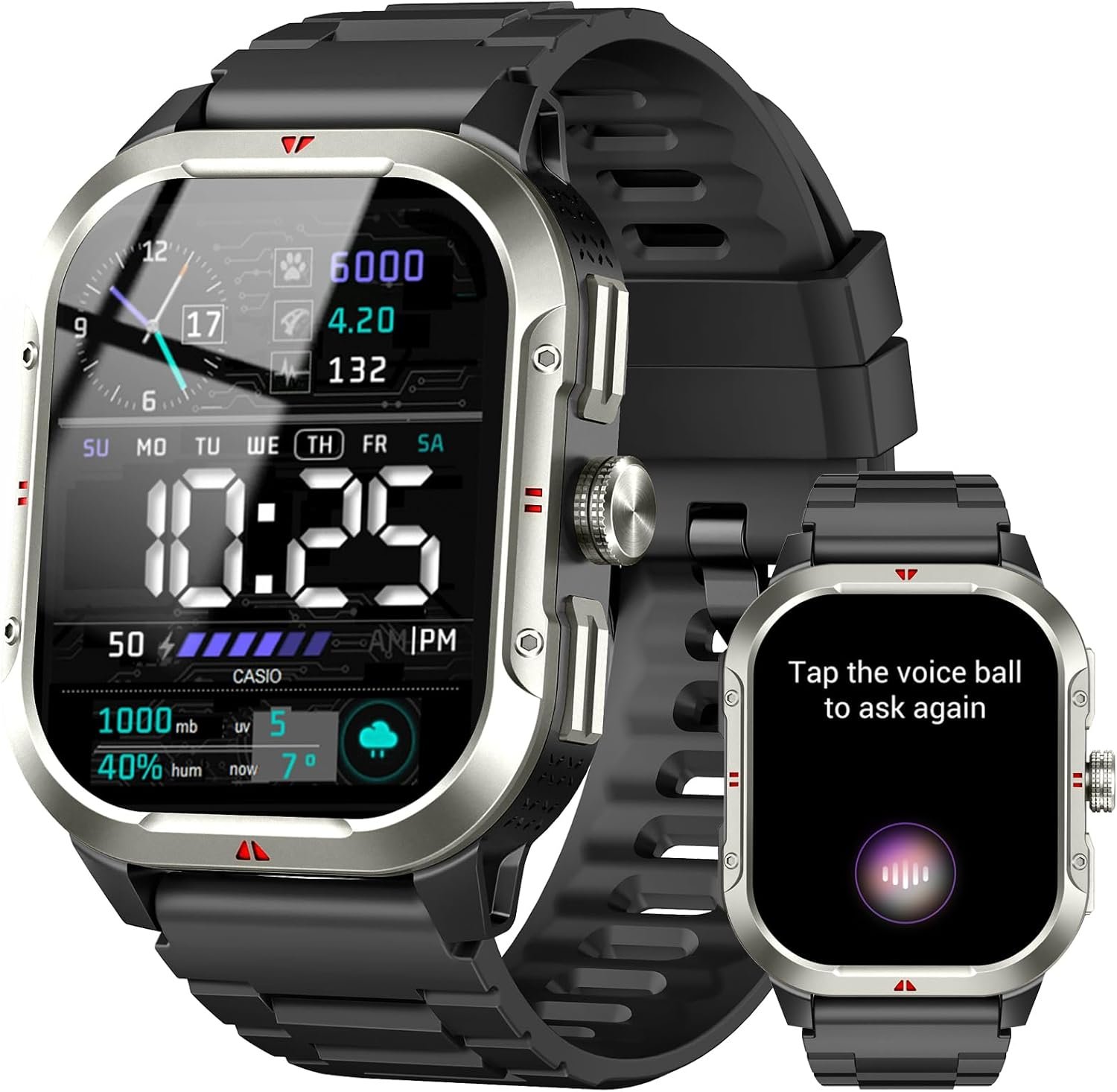 Military Smart Watches for Men (Answer/Make Calls), 2.06″ Smart Watch with GPS, Fitness Trackers with Heart Rate/Sleep/Blood Pressure/100+ Sport Modes, IP68 Waterproof Watch for Android/iPhone(Black)