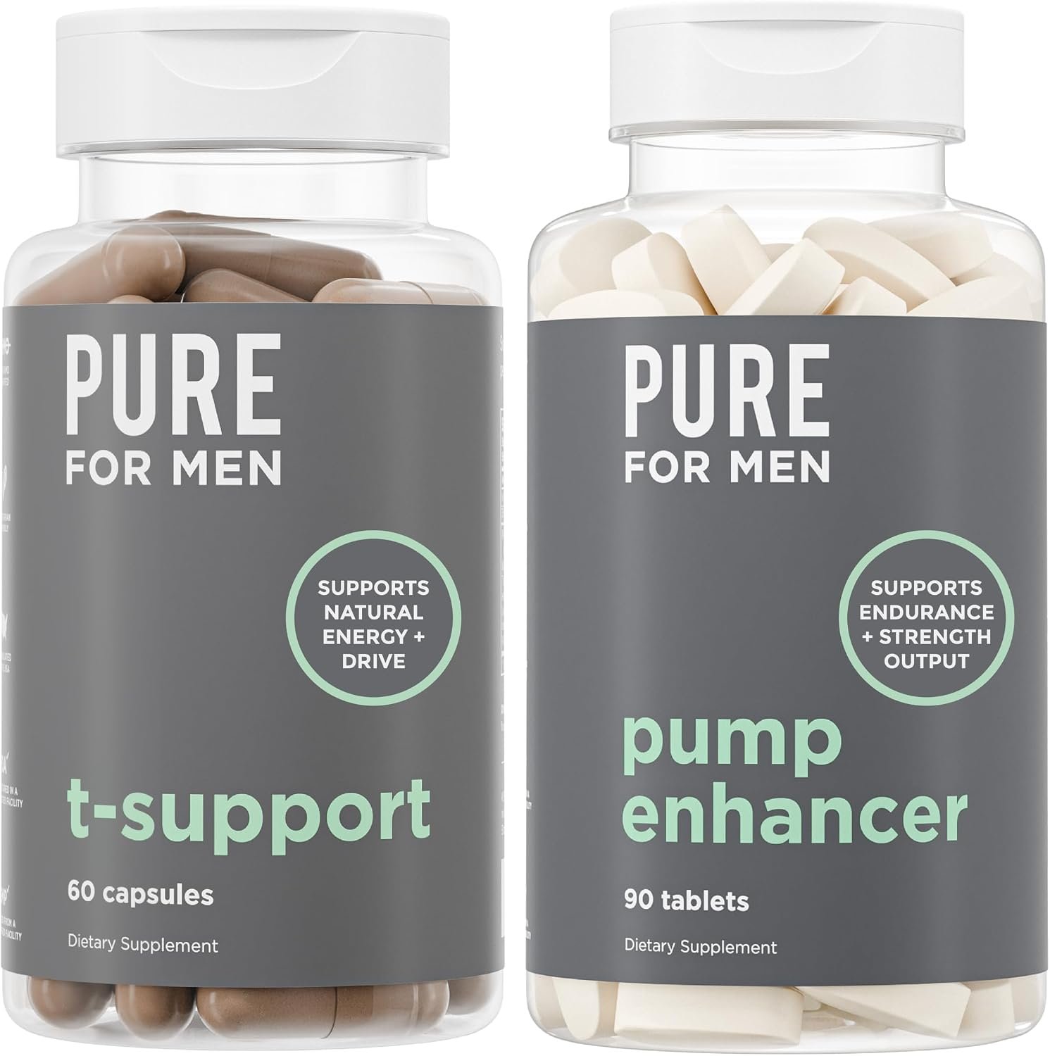 Pure for Men Peak Performance Pack | Support Strength, Energy, Endurance & Physical Activity | Stimulate Workouts with Ashwagandha & L-Arginine | 60 Capsules & Pump Enhancer, 90 Tablets