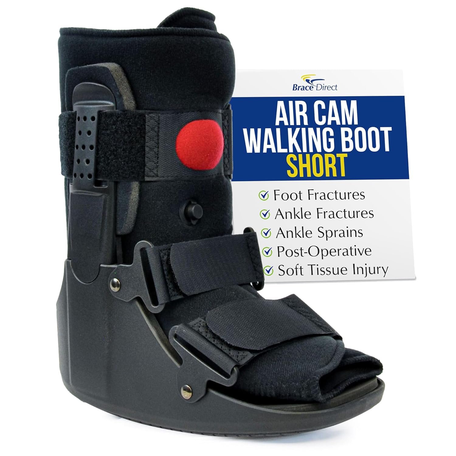 Brace Direct Air CAM Walker Boot for Broken Foot Ankle Sprains and Injury Recovery – Lightweight Short Orthopedic Boot (US SHOE: Men 4.5-7 Women 6.5-8 Kids 4.5-7)