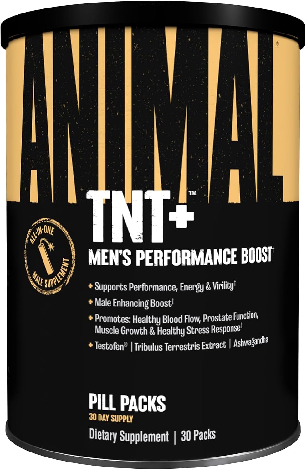Animal TNT+ Men’s Whole-Body Wellness Pack – Nitric Oxide, Prostate Support, Adaptogen Stress Relief & Vitality for Men 35+, Fenugreek Tribulus Ashwagandha Maca Ginseng, 30 Packs