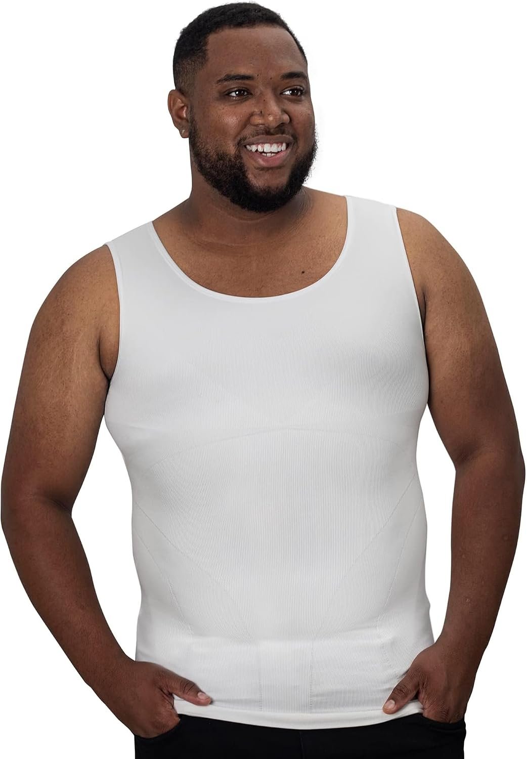 QORE LOGIQ Gynecomastia Compression Shirts for Men | Sleeveless Slimming Undershirts Tummy Control and Body Shaper Tank Top