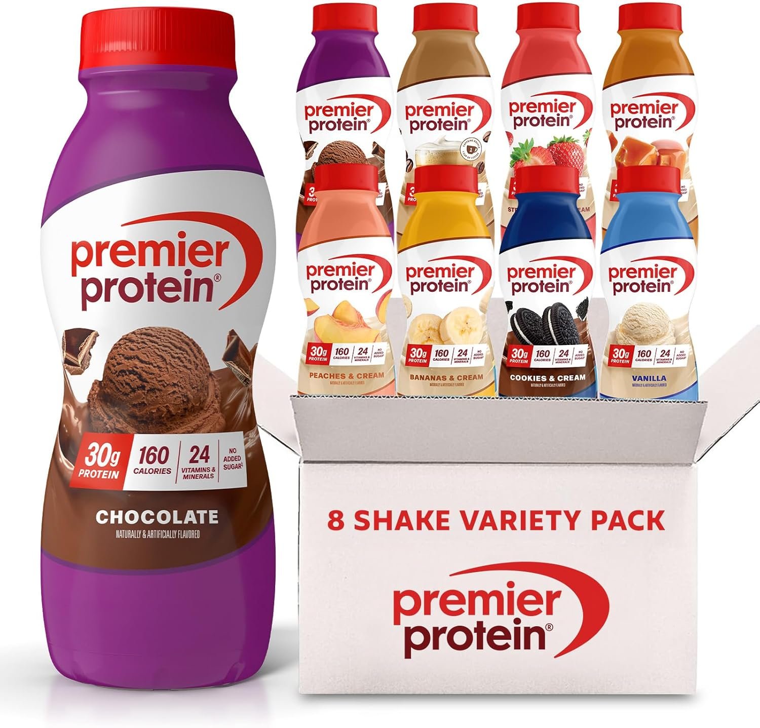 Premier Protein Shake, 8 Flavor Variety Pack, 30g Protein, No Added Sugar, 24 Vitamins & Minerals to Support Immune Health, Gluten-Free, 11.5 fl oz (8 Pack)