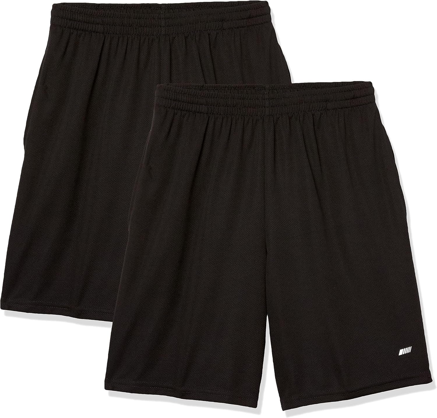 Amazon Essentials Men’s Athletic Basketball Gym Shorts, Breathable Moisture Wicking Performance Tech Loose-Fit Training Shorts with Elastic Waist, Pack of 2