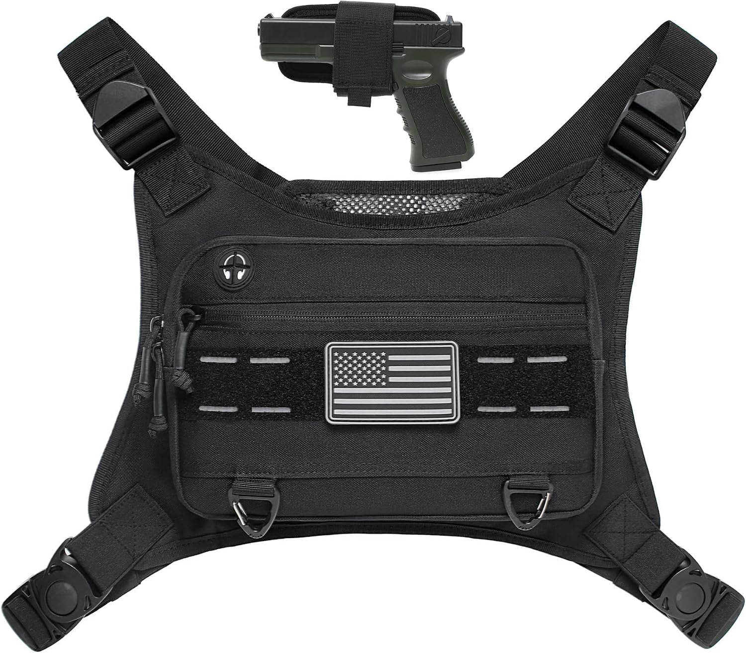 Sports Chest Pack for Men Front Chest Bag Fits Most Pistols Chest Pouch Harness for Running, Hiking, Workouts