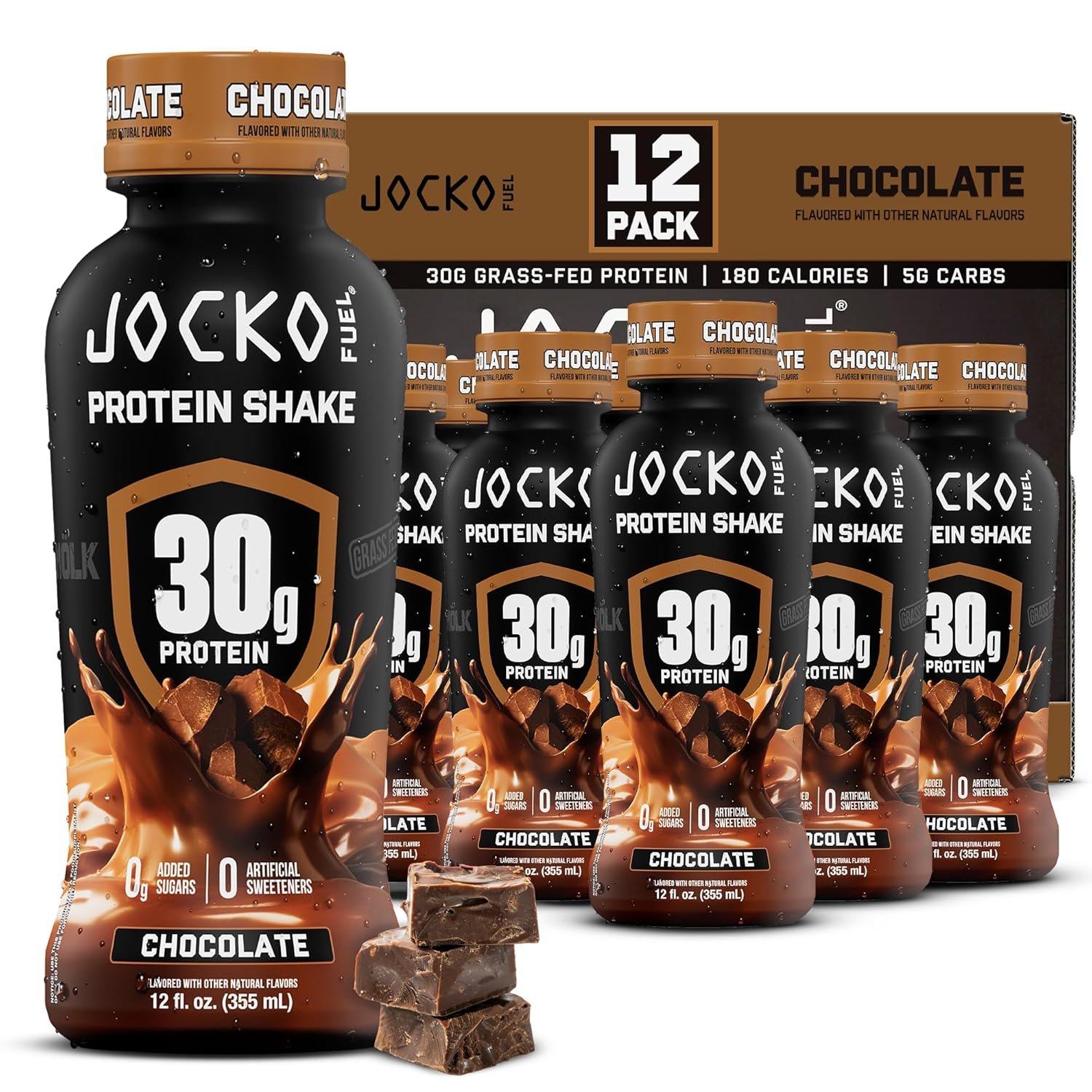 Jocko Mölk 30g Grass Fed Protein Shakes – No Added Sugar Protein Drinks KETO Friendly – Ready to Drink 12 FL Oz (Pack of 12) Chocolate