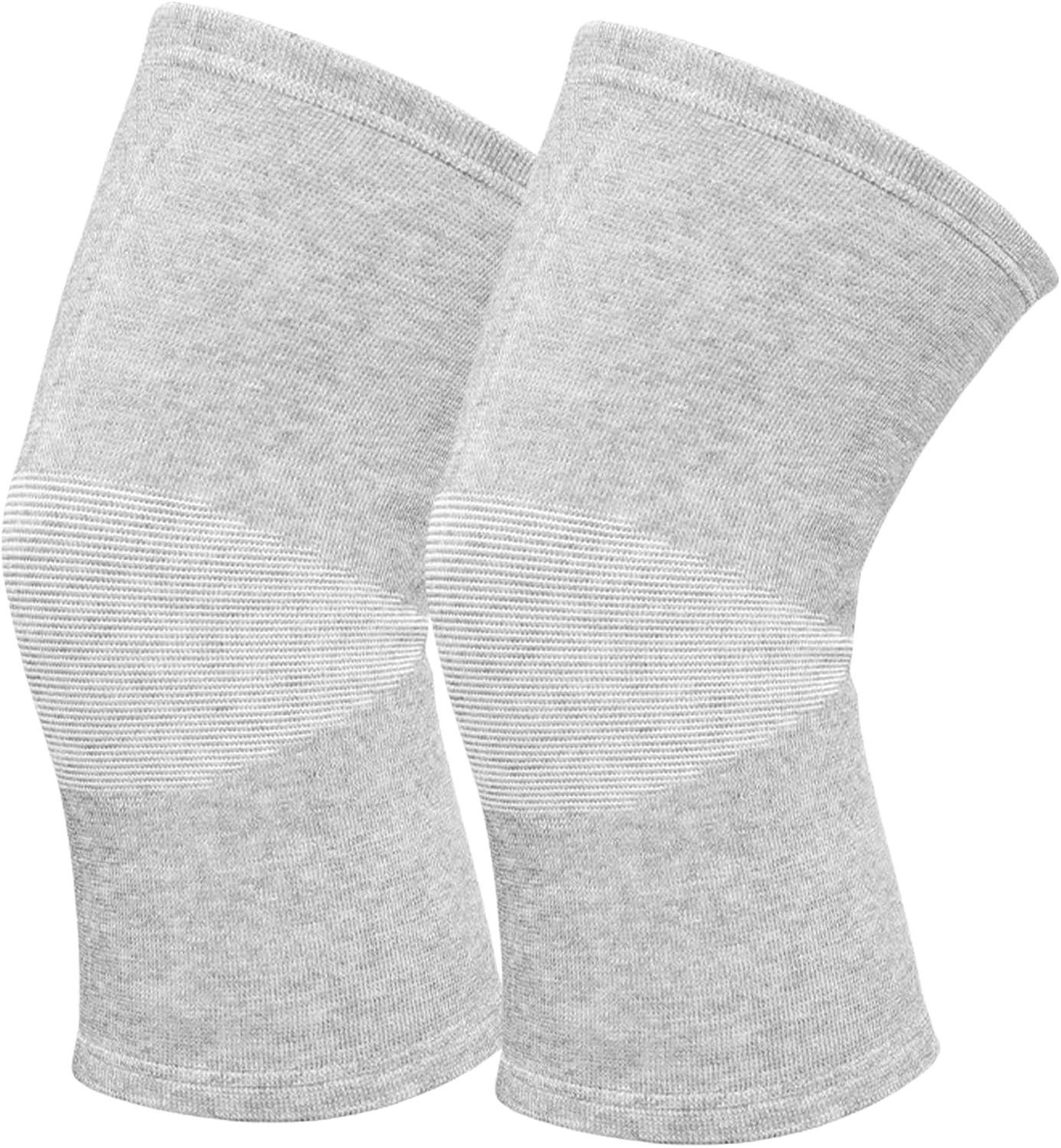 Bamboo Charcoal Knee Sleeve – Bamboo Knee Brace Bamboo Compression Knee Sleeve -Elastic Warm Knee Brace Bmboo Knee Sleeve for Arthritis (Gray, Large)