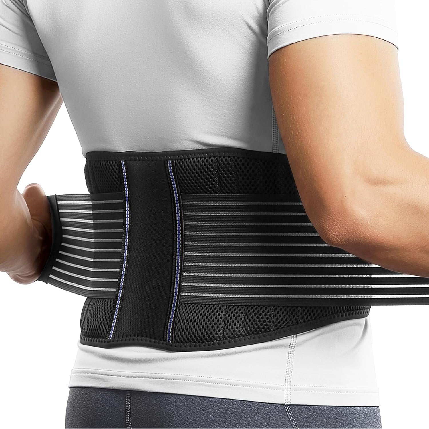 BraceUP Back Brace for Men and Women Lower Back – Breathable Waist Lumbar Support Belt for Sciatica, Herniated Disc, Scoliosis Back Pain Relief, with Dual Adjustable Straps (L/XL 35-43 In)