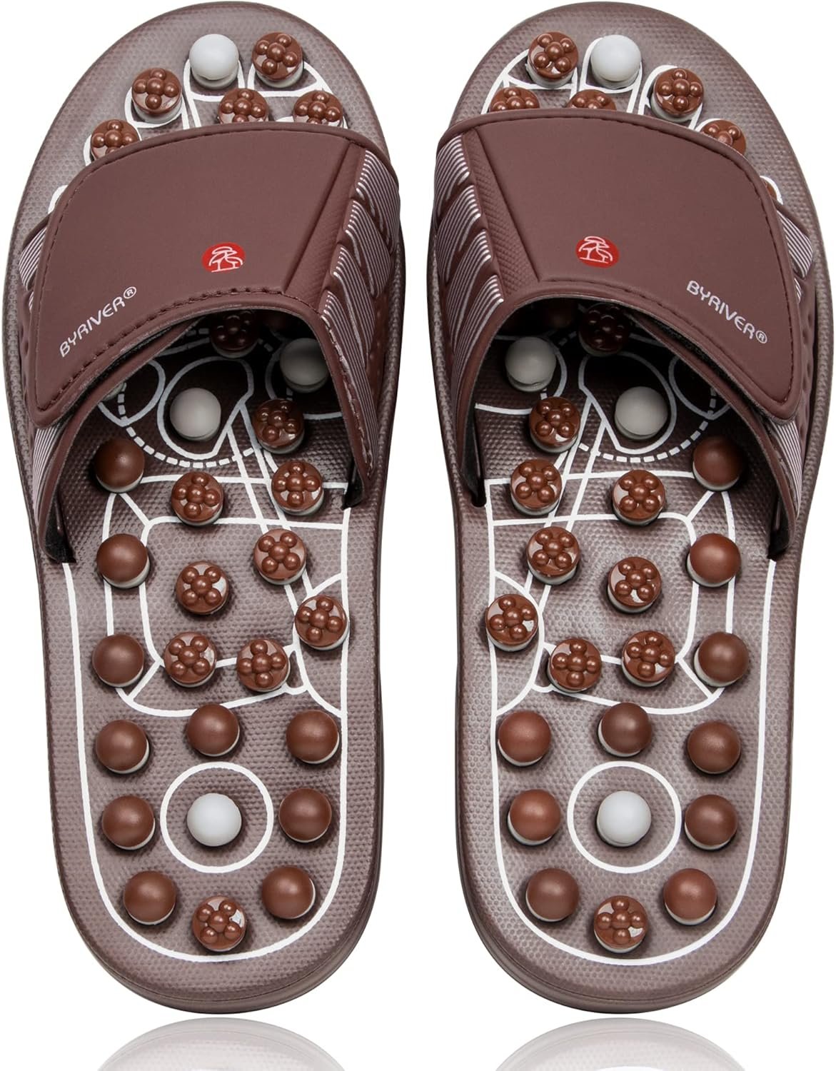 BYRIVER Portable Compact Travel Foot Massager, Acupuncture Ball Massage Flip Flops Slippers Tools, Destress Relaxation Gift for Men Women Dad Mom(03M)