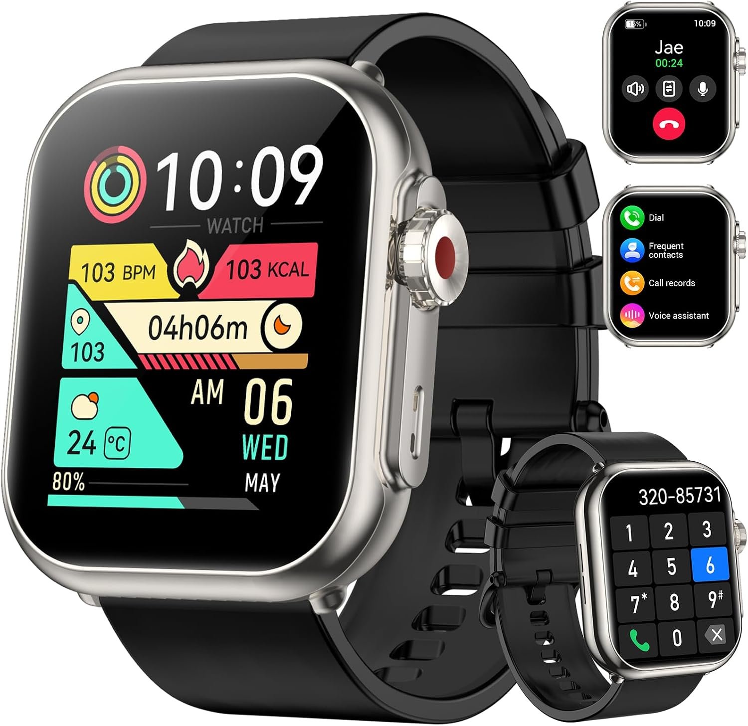 Smart Watch for Men Women, 1000 mAh 100 Day Battery Life, 1.85″ Fitness Tracker Bluetooth Call/Make Calls, 110+ Sport Modes, IP68 Waterproof, Heart Rate, 24/7 Sleep Monitor Fitness Watch, iOS/Android