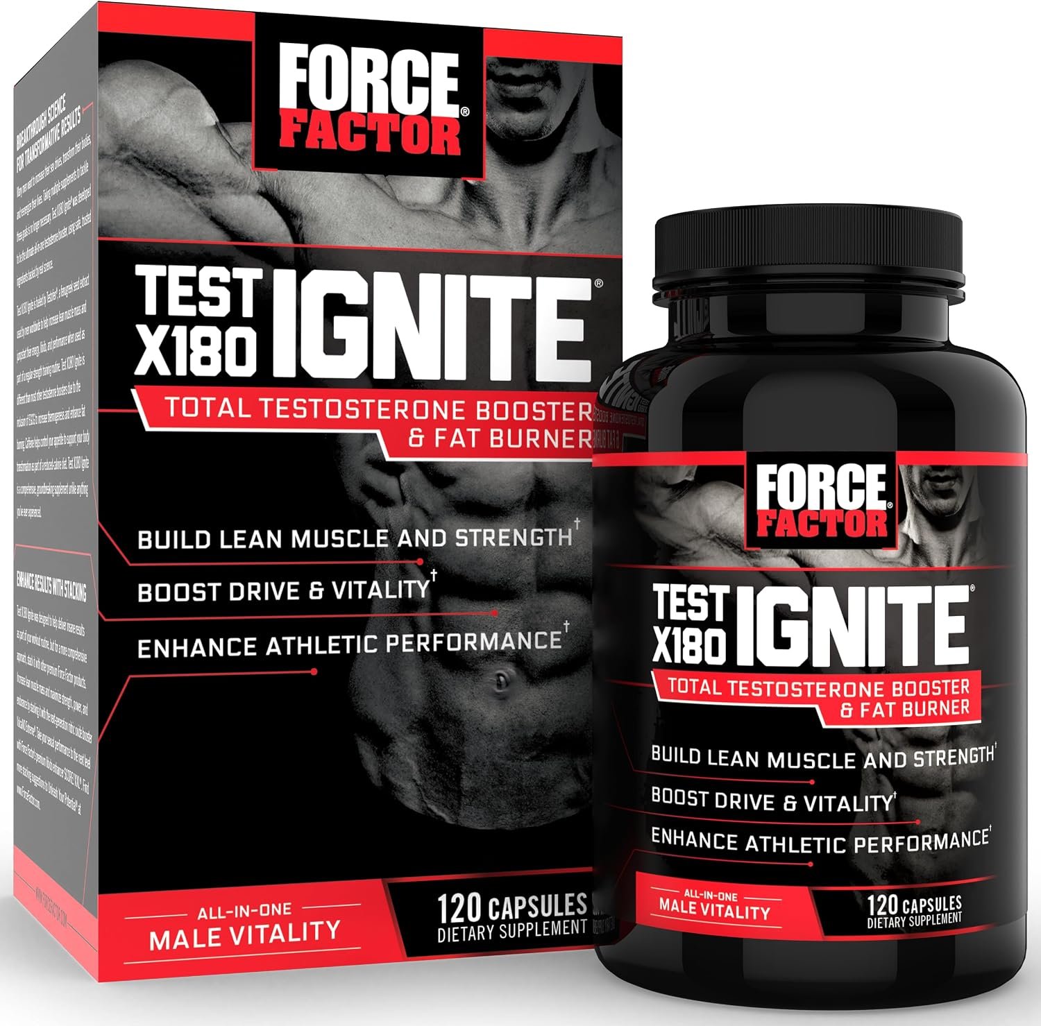 Force Factor Test X180 Ignite Testosterone Booster & Fat Burner for Men
