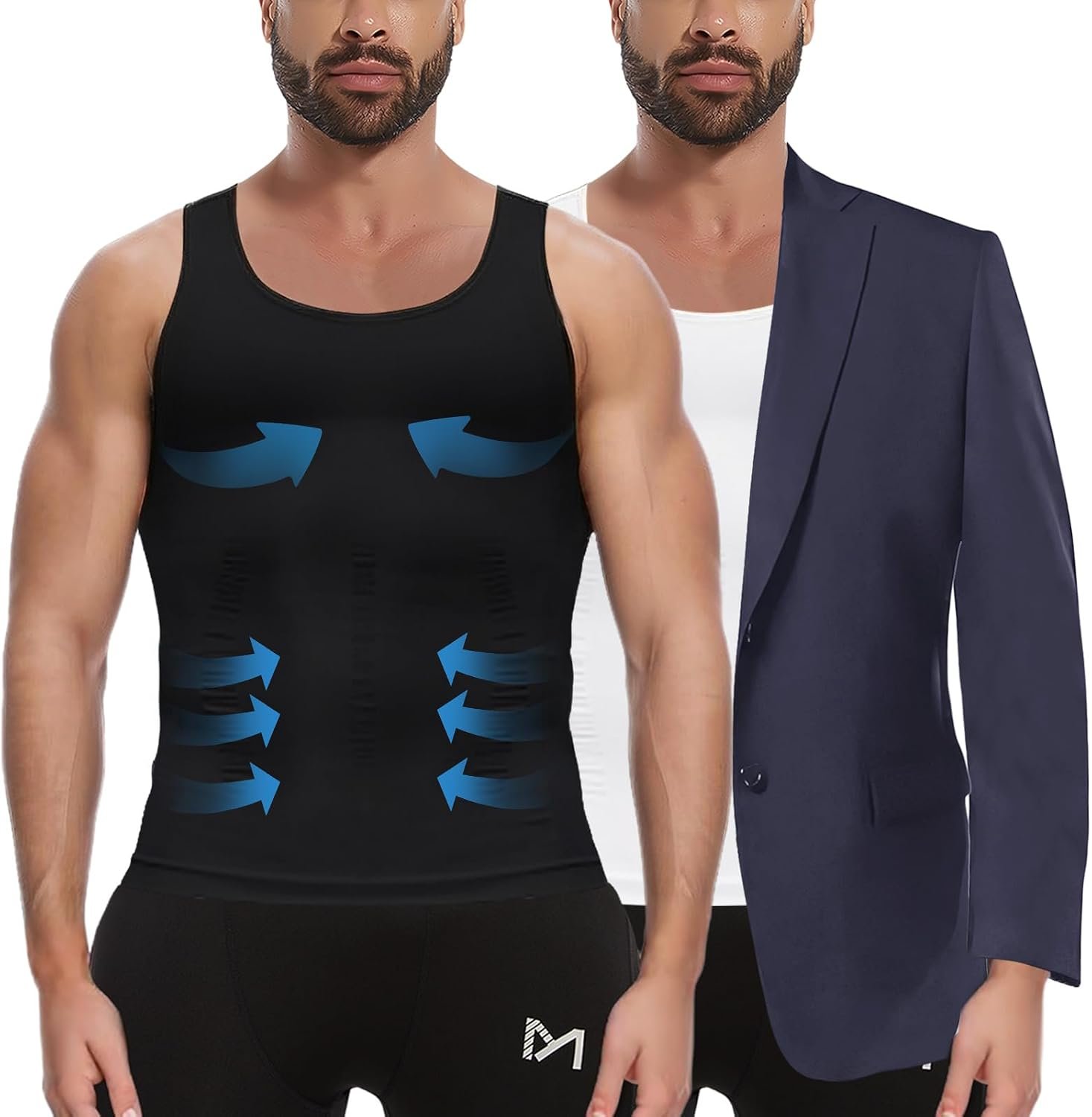 MEETYOO Men’s Slimming Compression Shirt, Body Shaper Workout Tank Top