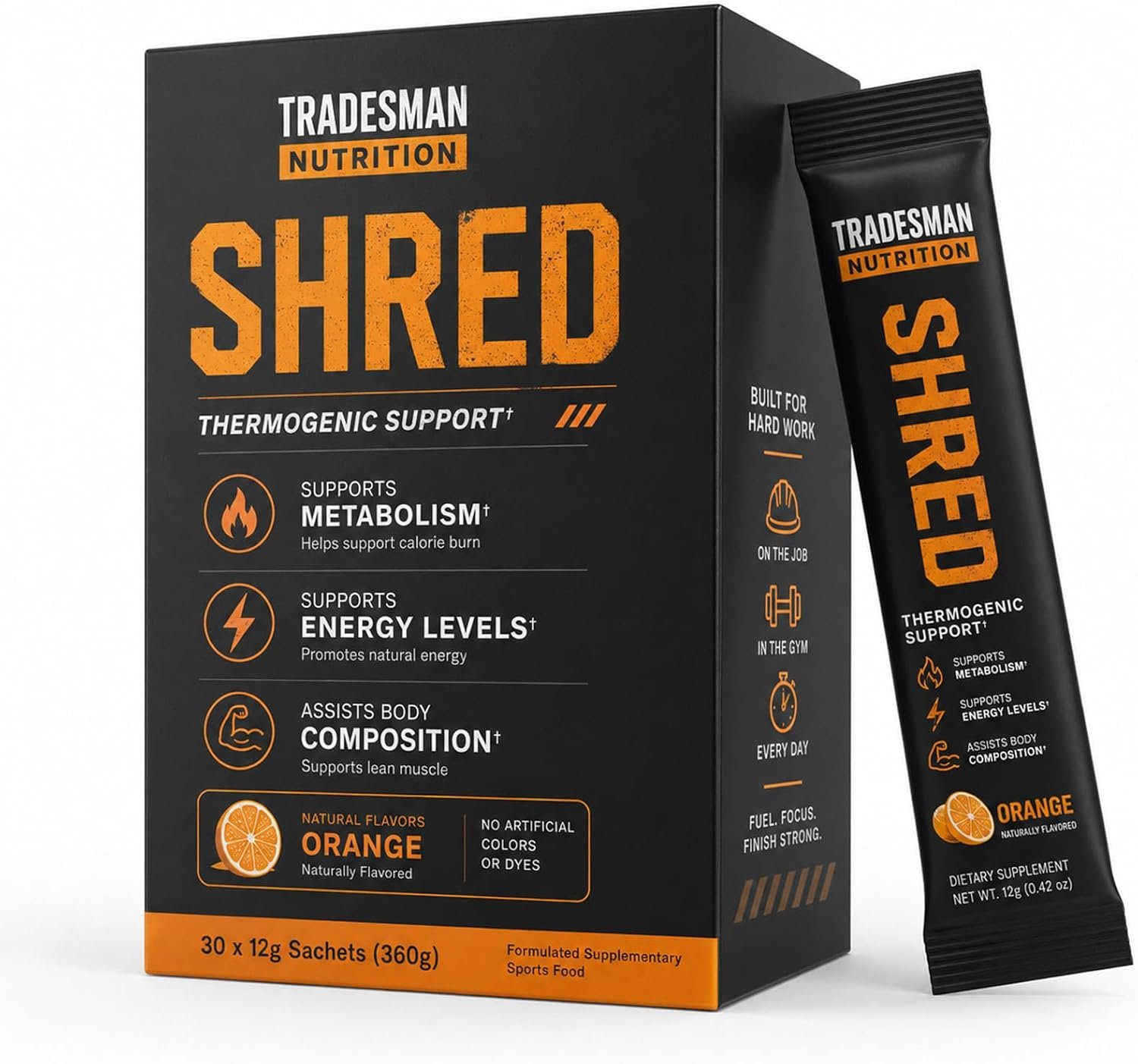 Shred for Blue-Collar Workers, Energy Drink Packets Pre-Workout, Thermogenic Support Protein Powder for Men & Women 30 Sachets(1 Pack)