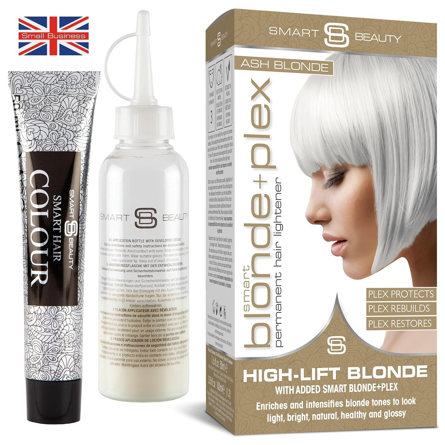 Ash Blonde Hair Dye with added Plex Hair Care Conditioner, Permanent Hair Color with Cool Ash Hair Toner for Blond Hair, Vegan Hair Dye, Cruelty-Free – Smart Beauty Hair Color